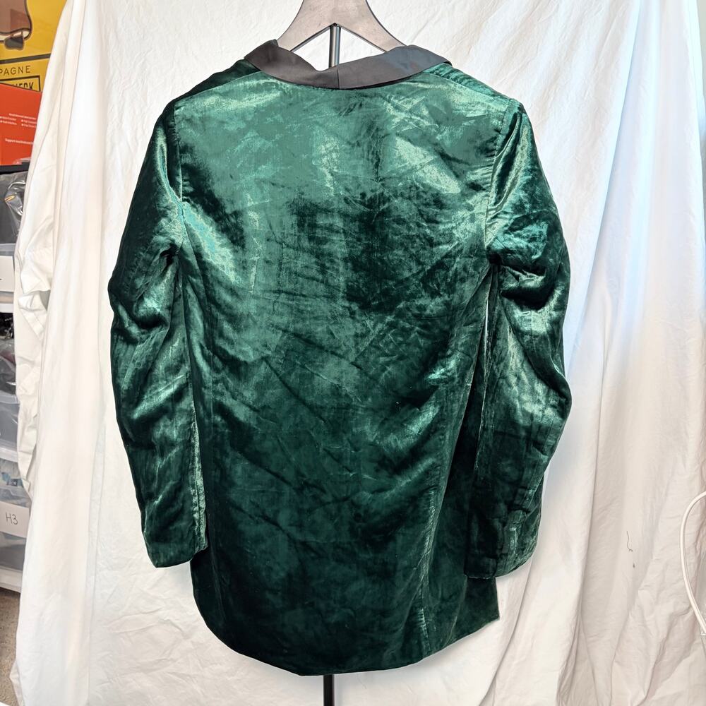 Cartonnier Anthropologie womens green velvet blazer, satin trim. Size 4. party - Picture 2 of 6